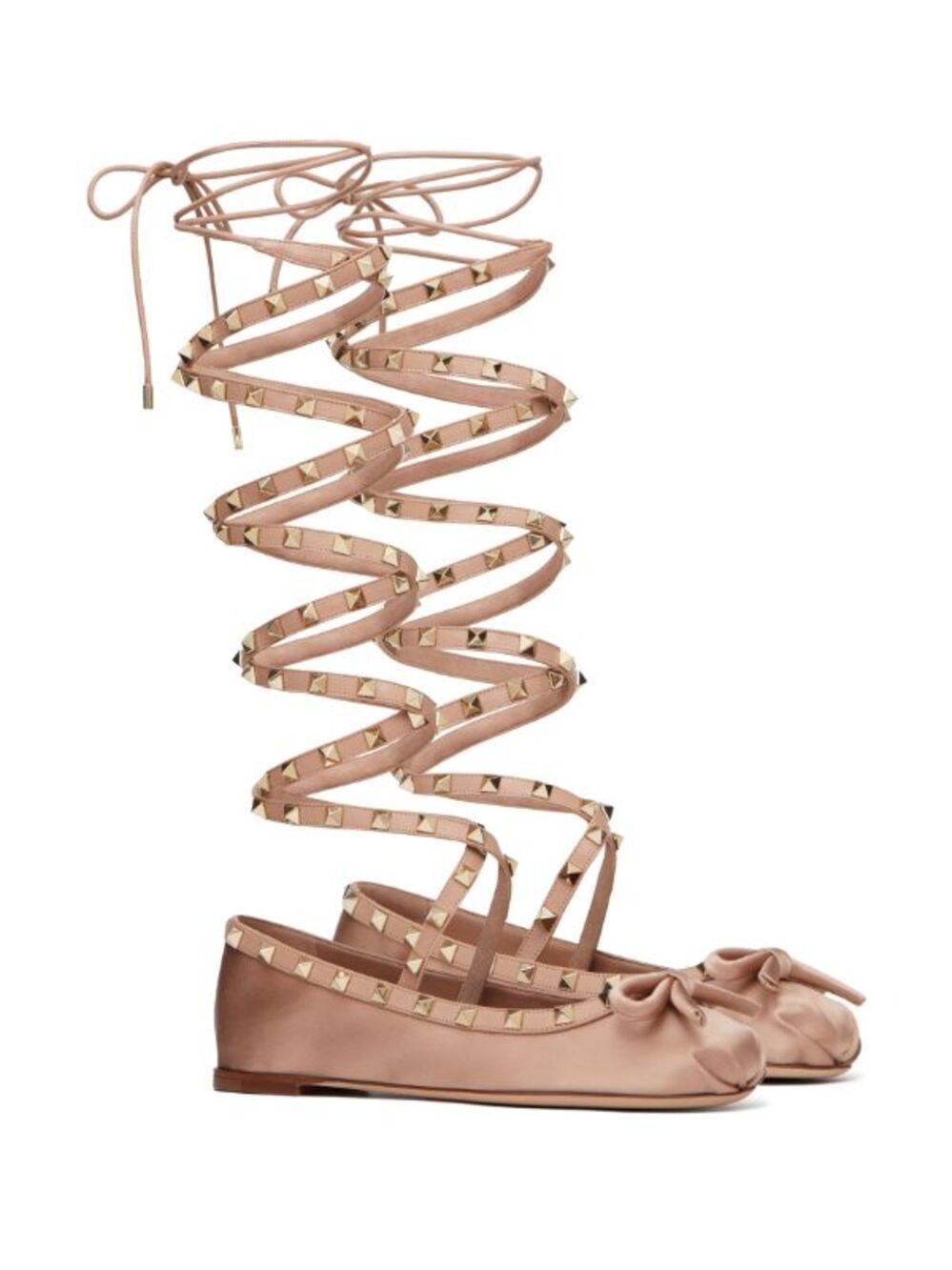 Valentino Garavani Rockstud Satin blush ballet shoes size 39